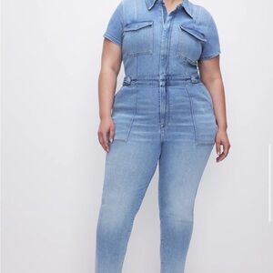 Good American Light Blue Denim Jumpsuit